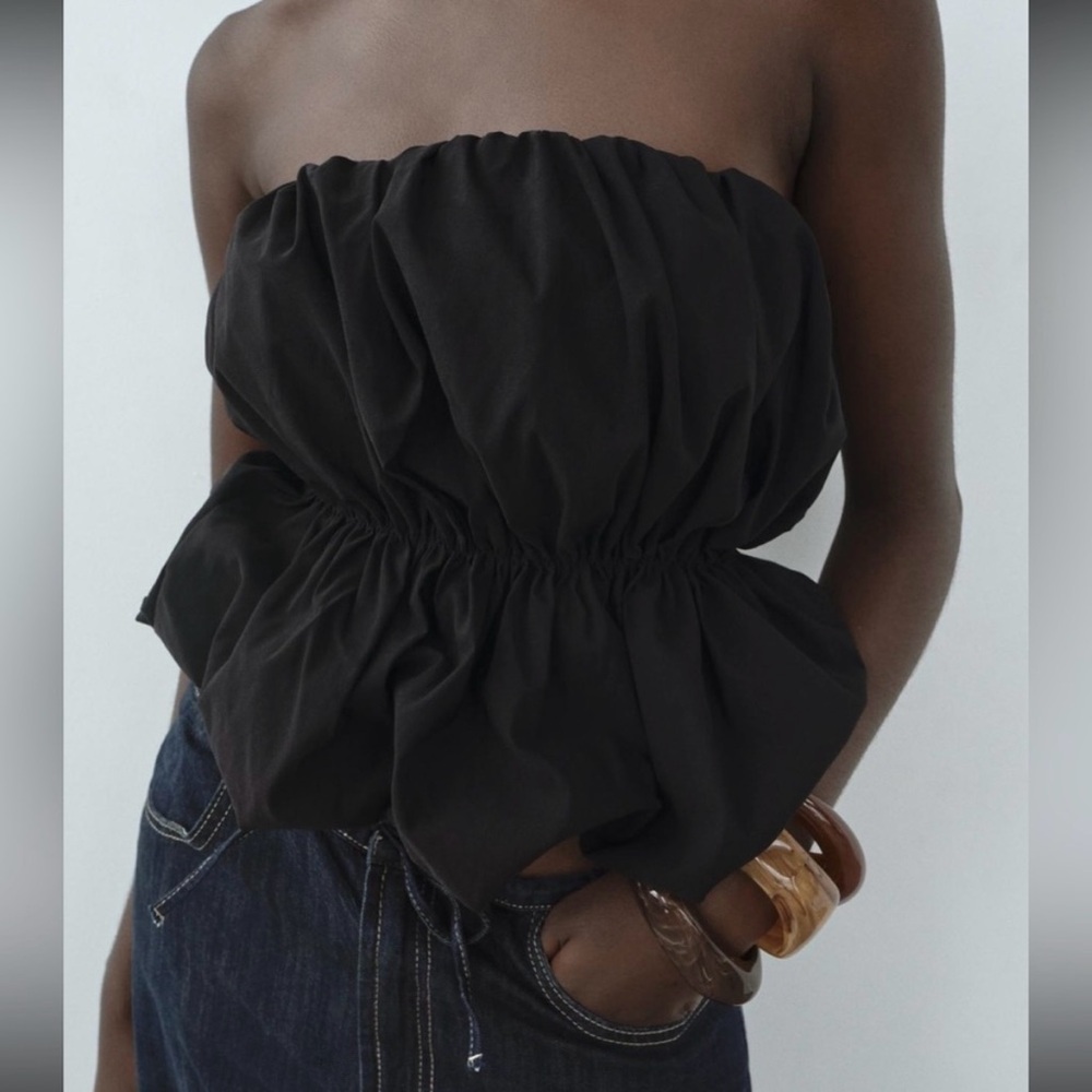 Zara Voluminous Bubble Top in Black